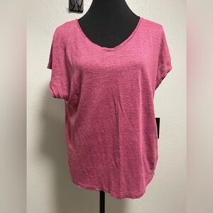Rachel Zoe Wine Burgundy Dark Mauve VNeck 100% Linen Tee Medium